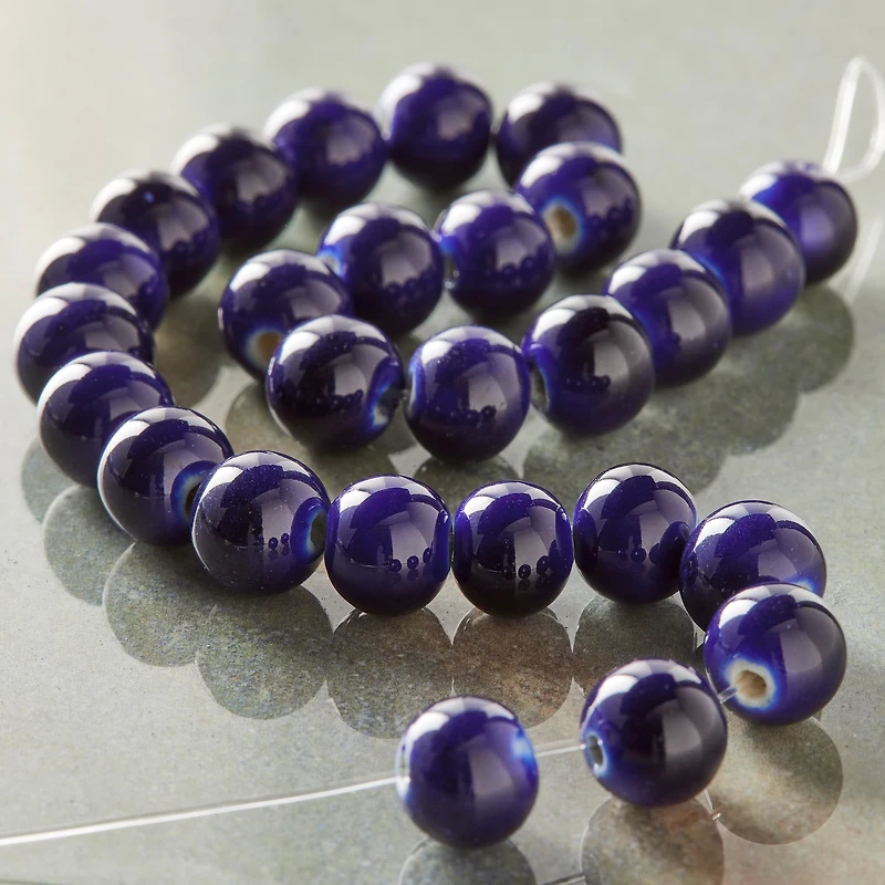 Sapphire Ceramic Round Beads, 8mm by Bead Landing™