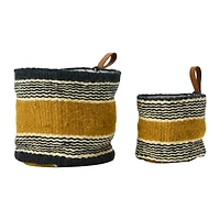 Hello Honey® Black & Mustard Woven Jute Basket with Liner Set