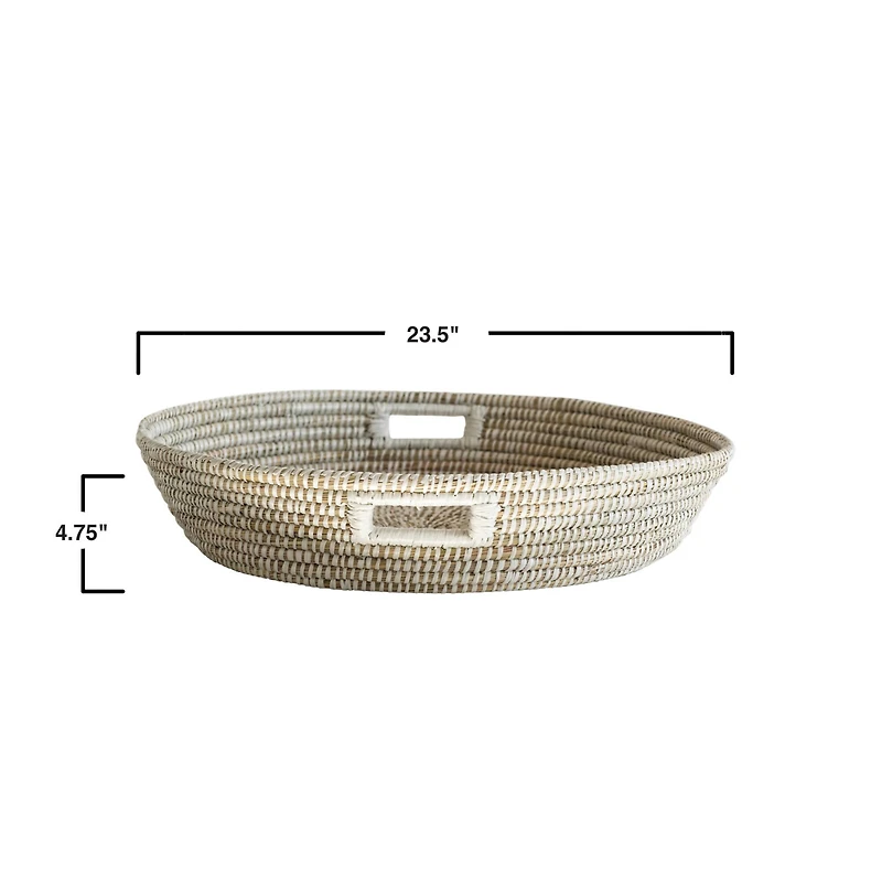 Hello Honey® 23.5" White Handwoven Grass Basket with Handles