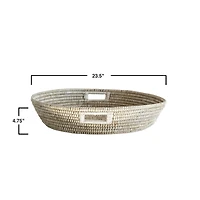 Hello Honey® 23.5" White Handwoven Grass Basket with Handles