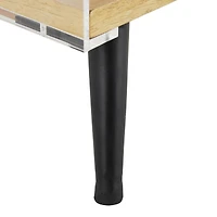 23" Clear Acrylic 1-Shelf Accent Table with Wood Base & Black Legs