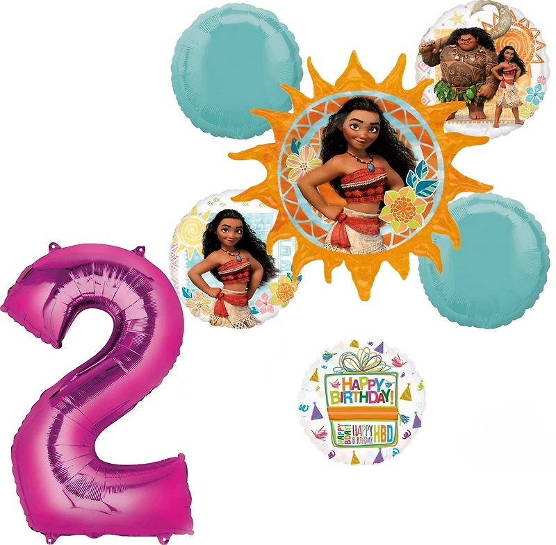 Moana Birthday Age 7-Piece Foil Balloon Bouquet