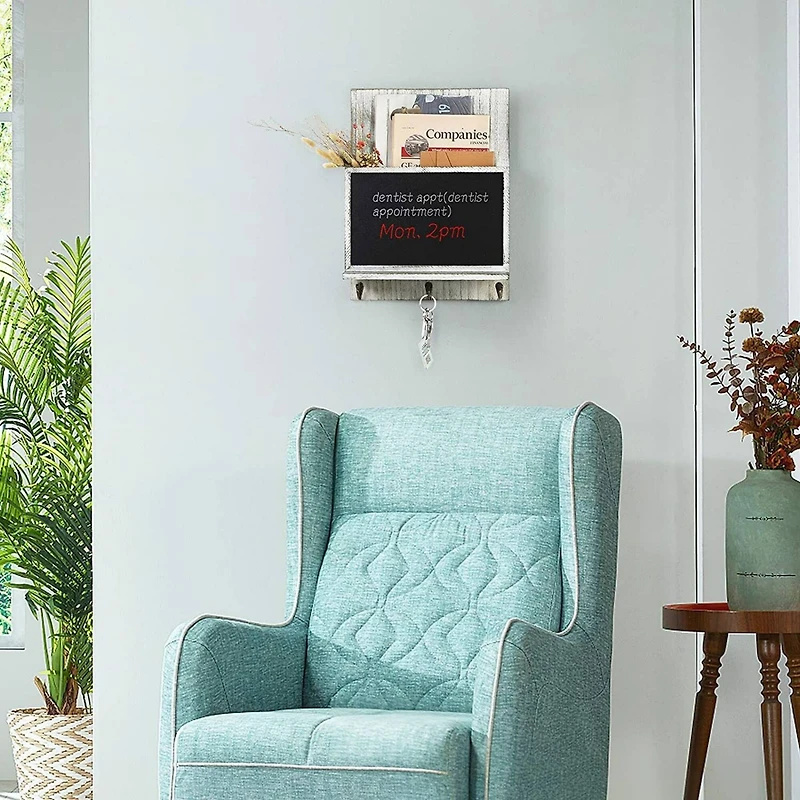 NEX™ 16" Olive Green Wall-Mounted Key & Mail Holder with Chalkboard