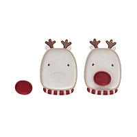 Hello Honey® 9.75" Reindeer Head Stoneware Platter & Red Nose Dish Set
