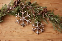 12 Pack Rustic Snowflake Ornaments