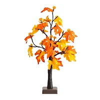 2ft. Pre-Lit Autumn Maple Artificial Fall Tree with 24 Warm White LED & Pumpkin Shaped Lights with Detachable Base