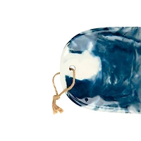 Hello Honey® 13.5" Blue & White Ceramic Cutting Board with Marble Glaze Finish