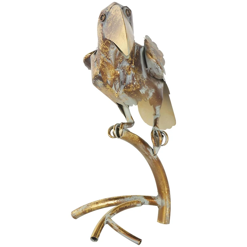 15.5" Bronze Patina Toucan on Branch Metal Garden Sculpture