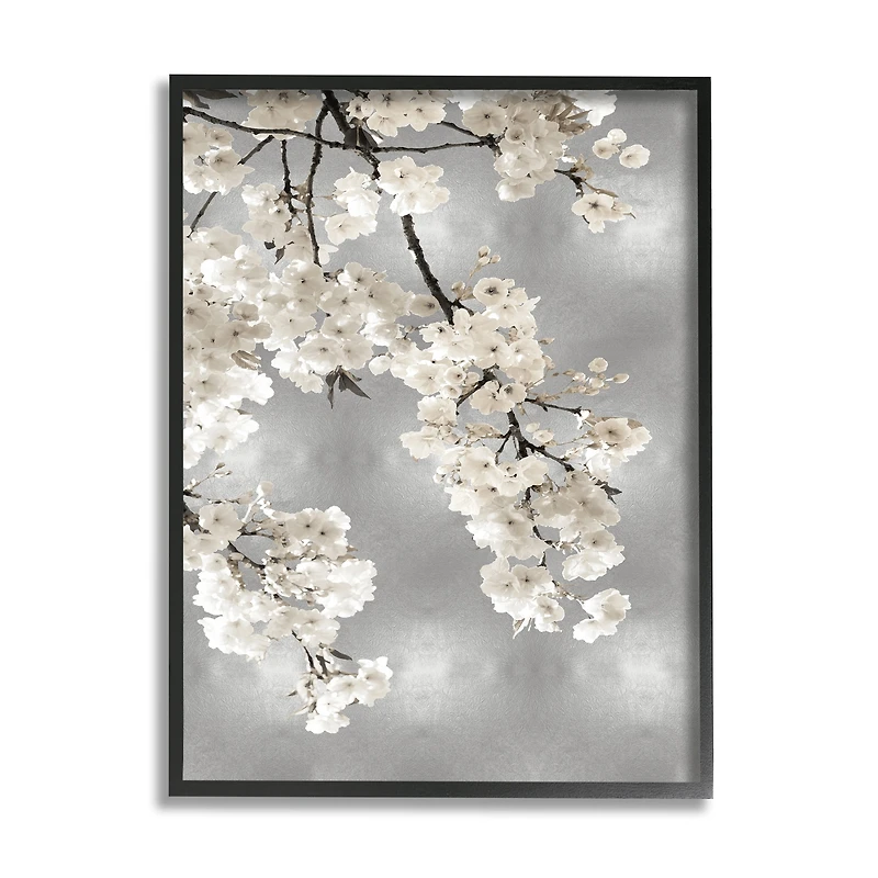 Stupell Industries Spring Blossoms White Flowers Tree Branch in Black Frame Wall Art