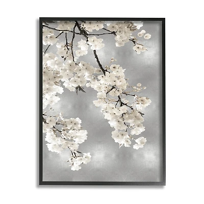 Stupell Industries Spring Blossoms White Flowers Tree Branch in Black Frame Wall Art