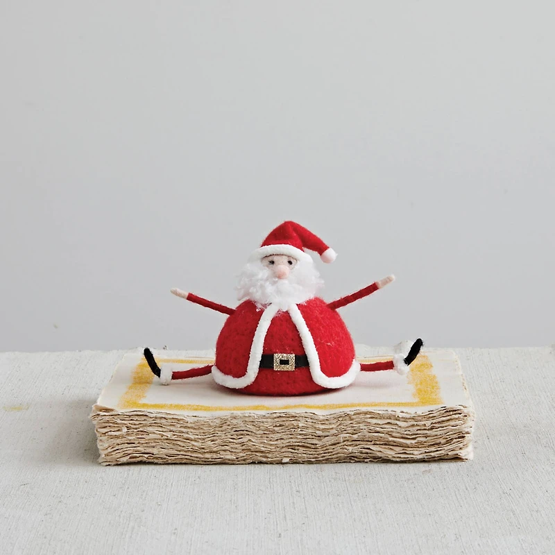 Hello Honey® 7.75" Red & White Wool Felt Sitting Santa