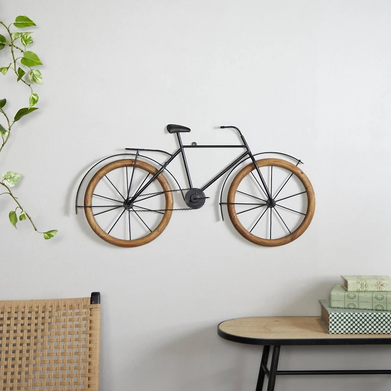 Brown Metal Traditional Bicycle Wall Décor