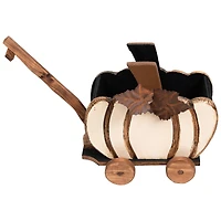 10.5" Fall Harvest Pumpkin Cart Tabletop Decoration