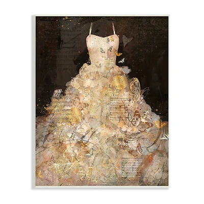 Stupell Industries Detailed Evening Gown Dress Text Collage Butterflies Wall Plaque Art