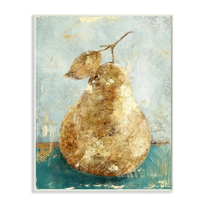 Stupell Industries Golden Pear Green Textured Food Painting Wall Plaque