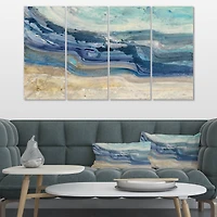 Designart - Coast Blue Sea Waves Watercolour