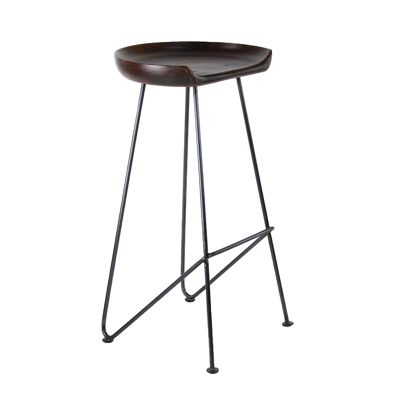 Brown Iron & Wood Rustic Stool
