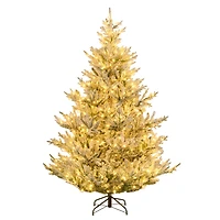 Costway 7ft. Pre-Lit Hinged Artificial Christmas Tree, Warm White LED Lights