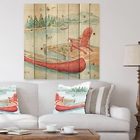 Designart - Lake Moments IV - Lake House Print on Natural Pine Wood