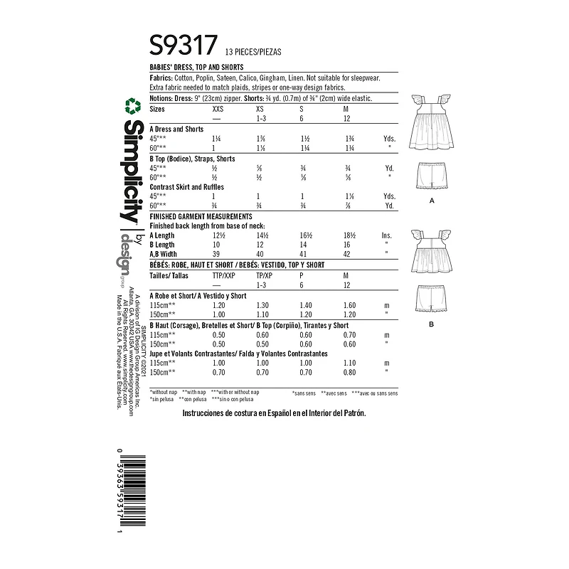 Simplicity® Pattern CS9317 (XXS-M)