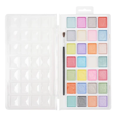 28 Color Pearlescent Watercolor Cake Set by Artist's Loft™ Necessities™