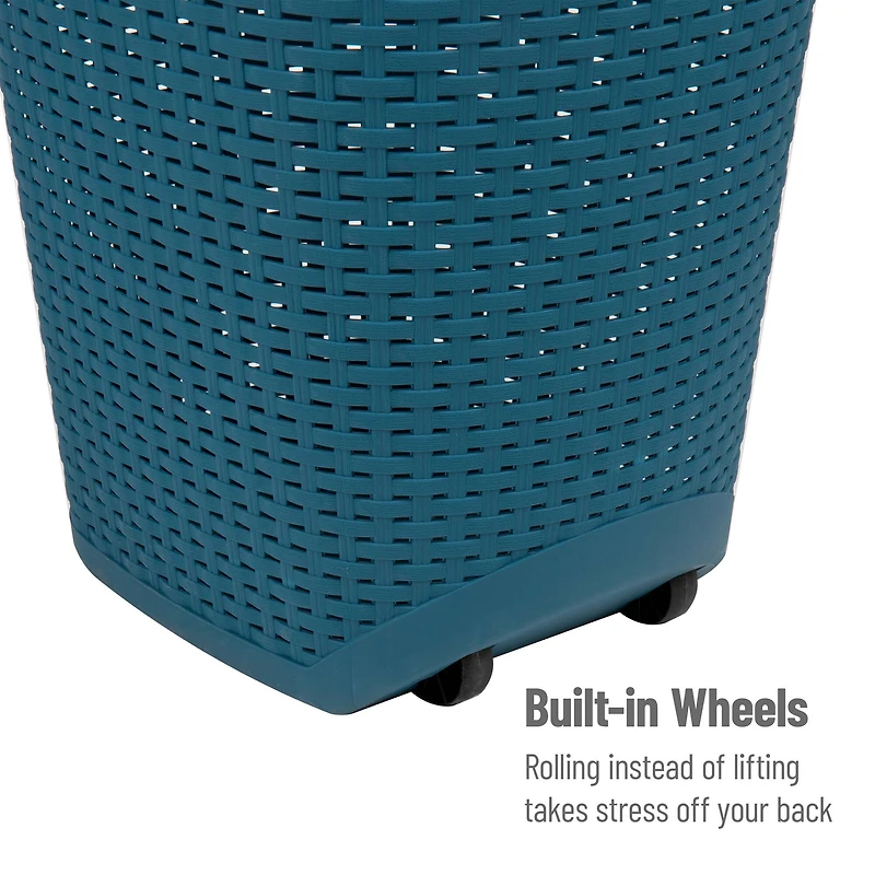 Mind Reader 60L Ventilated Mobile Laundry Hamper with Cut Out Handle & Integrated Caster Wheels