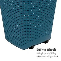 Mind Reader 60L Ventilated Mobile Laundry Hamper with Cut Out Handle & Integrated Caster Wheels
