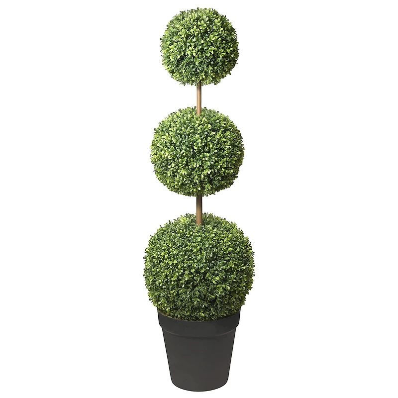 Haute Decor Triple Ball Artificial Boxwood Topiary, Adjustable to 64" Tall