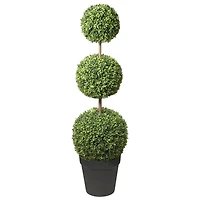 Haute Decor Triple Ball Artificial Boxwood Topiary, Adjustable to 64" Tall