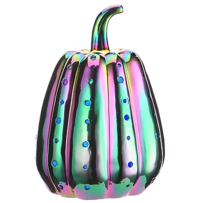 14" LED Purple Iridescent Pumpkin Décor