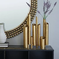 CosmoLiving by Cosmopolitan Gold Metal Organ Pipe Vase 11" x 3" x 14"