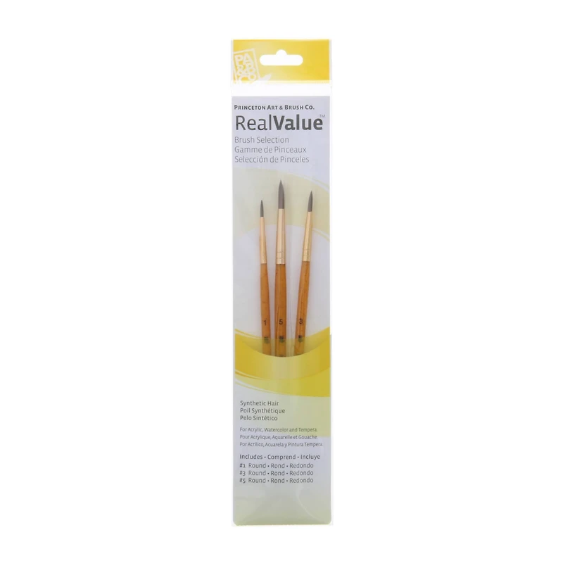 Princeton™ RealValue™ Synthetic Hair Round 3 Piece Brush Set