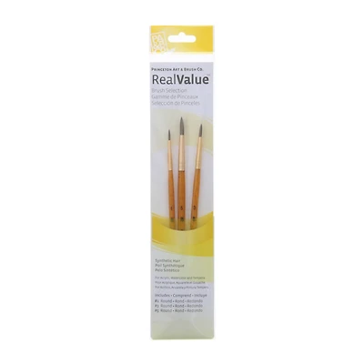 Princeton™ RealValue™ Synthetic Hair Round 3 Piece Brush Set