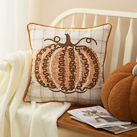 Glitzhome® 18" Fall Embroidered Pumpkin Pillow Cover
