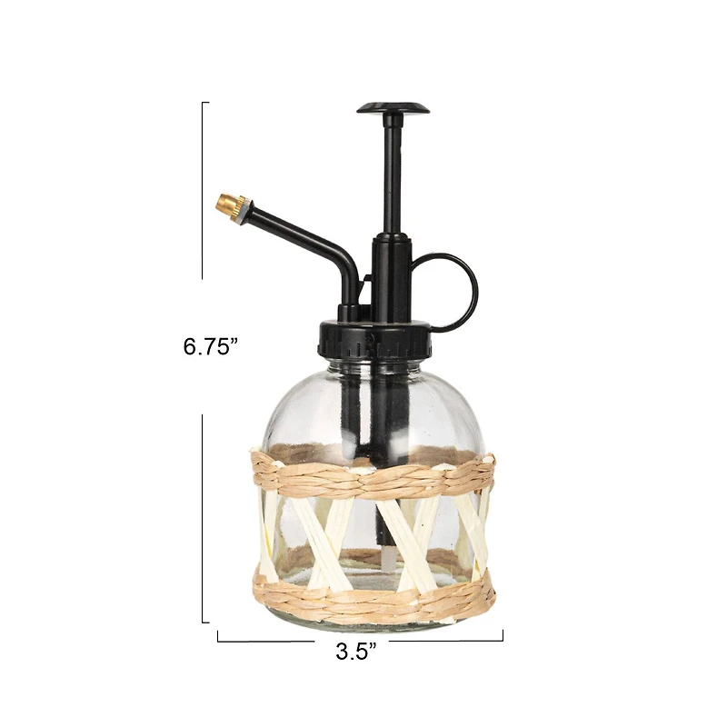 Hello Honey® 6.75" Glass Plant Mister with Natural Woven Sleeve