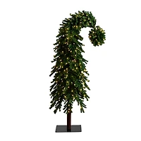 7ft. Pre-Lit Green Santa’s Hat Artificial Christmas Tree, Clear LED Lights