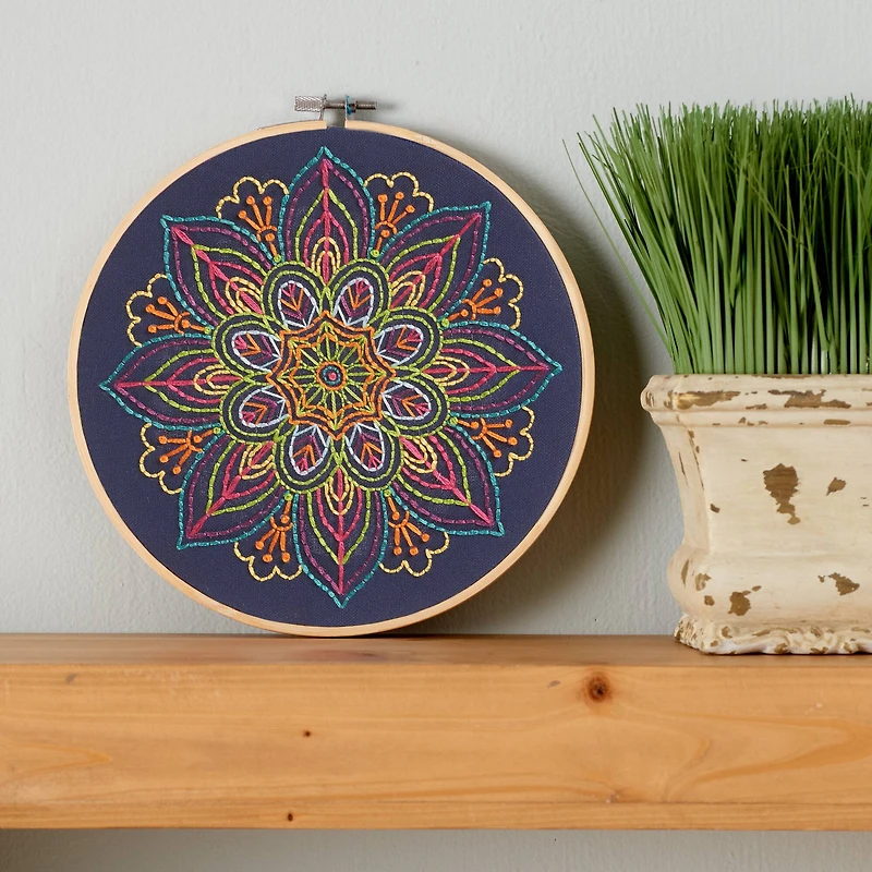 6" Neon Mandala Embroidery Kit by Loops & Threads®