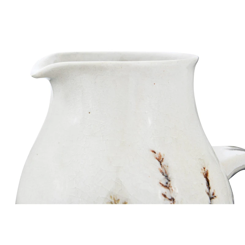 Hello Honey® 32oz. Floral Reactive Crackle Glaze Stoneware Debossed Pitcher