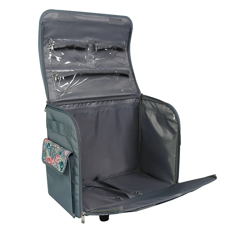 Everything Mary Green Floral Rolling Sewing Machine Tote