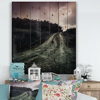 Designart - Muddy Road Under Full Moon