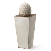 Glitzhome® 36" Oversized Sand Beige LED Ceramic Pedestal Fountain