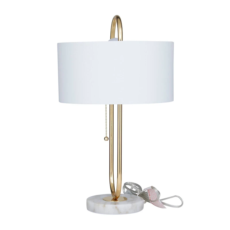 CosmoLiving by Cosmopolitan White Marble Modern Accent Lamp, 20" x 12" x 12"