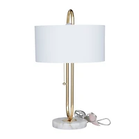 CosmoLiving by Cosmopolitan White Marble Modern Accent Lamp, 20" x 12" x 12"