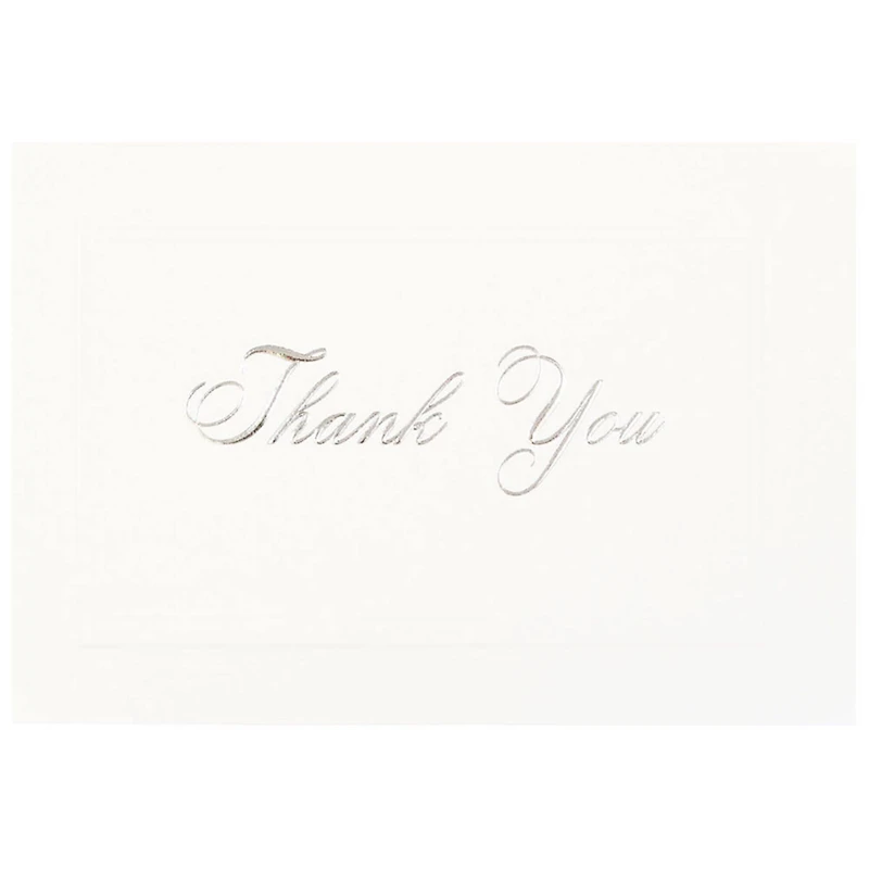 JAM Paper 4.875" x 3.375" Bright White with Silver Script Thank You Cards & Envelopes Set