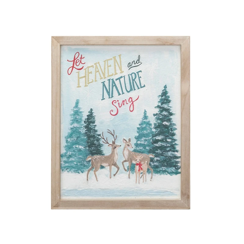 Hello Honey® 12.5" x 15.75" Wood Framed Wall Décor with Deer & Winter Scene