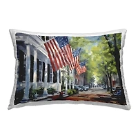Stupell Industries Flag Lined Building Outdoor Printed Pillow