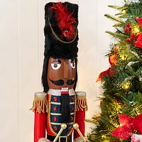 Glitzhome® 36.5"H Wooden Christmas African American Soldier Nutcracker