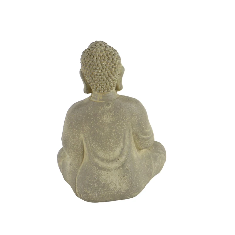 12" Tan Bohemian Ceramic Buddha Sculpture