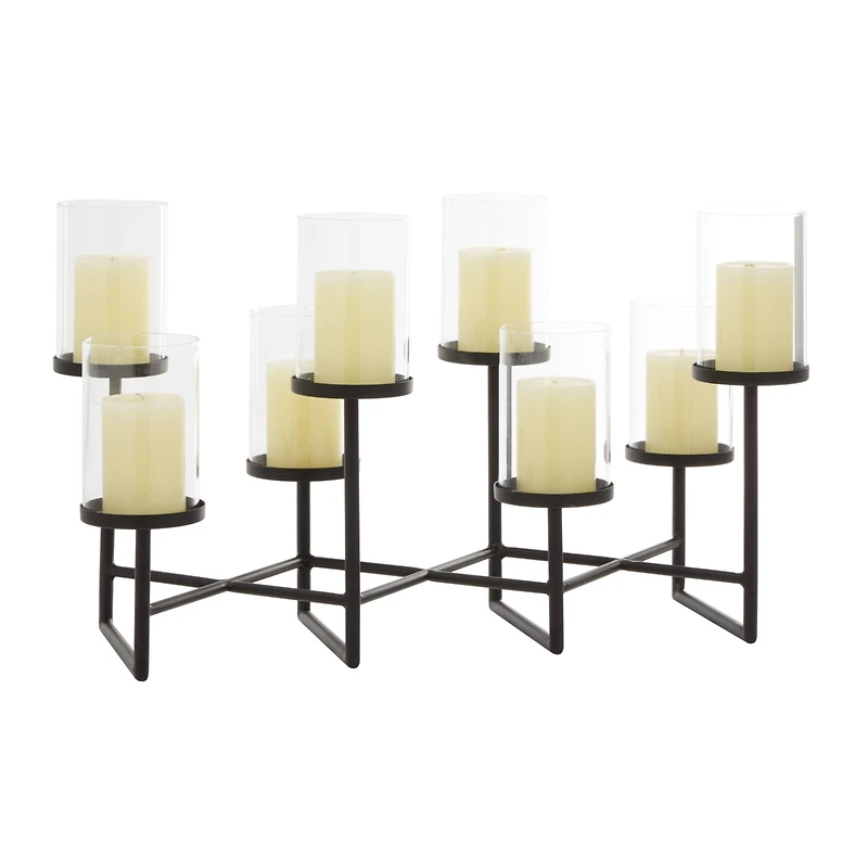 Black Metal Modern Candelabra, 15" x 26" x 12"