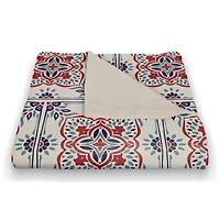 Red White and Blue Medallion Pattern Coral Fleece Blanket